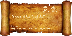 Prosznitz Valér névjegykártya